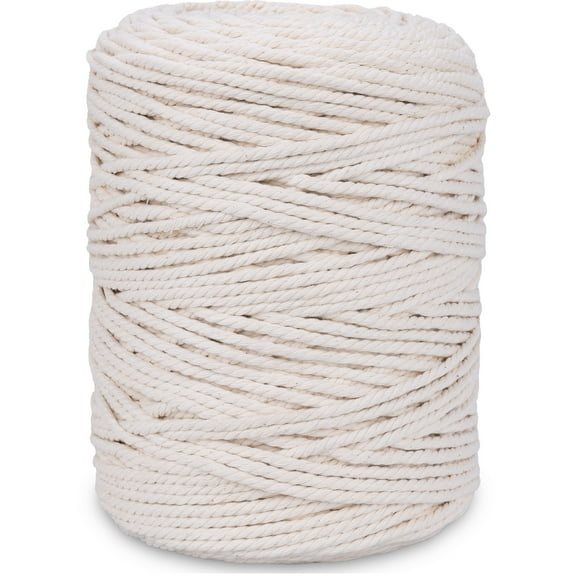 XKDOUS Cotton Rope Macrame Yarn, 3mm x 220 Yards, Natural Color