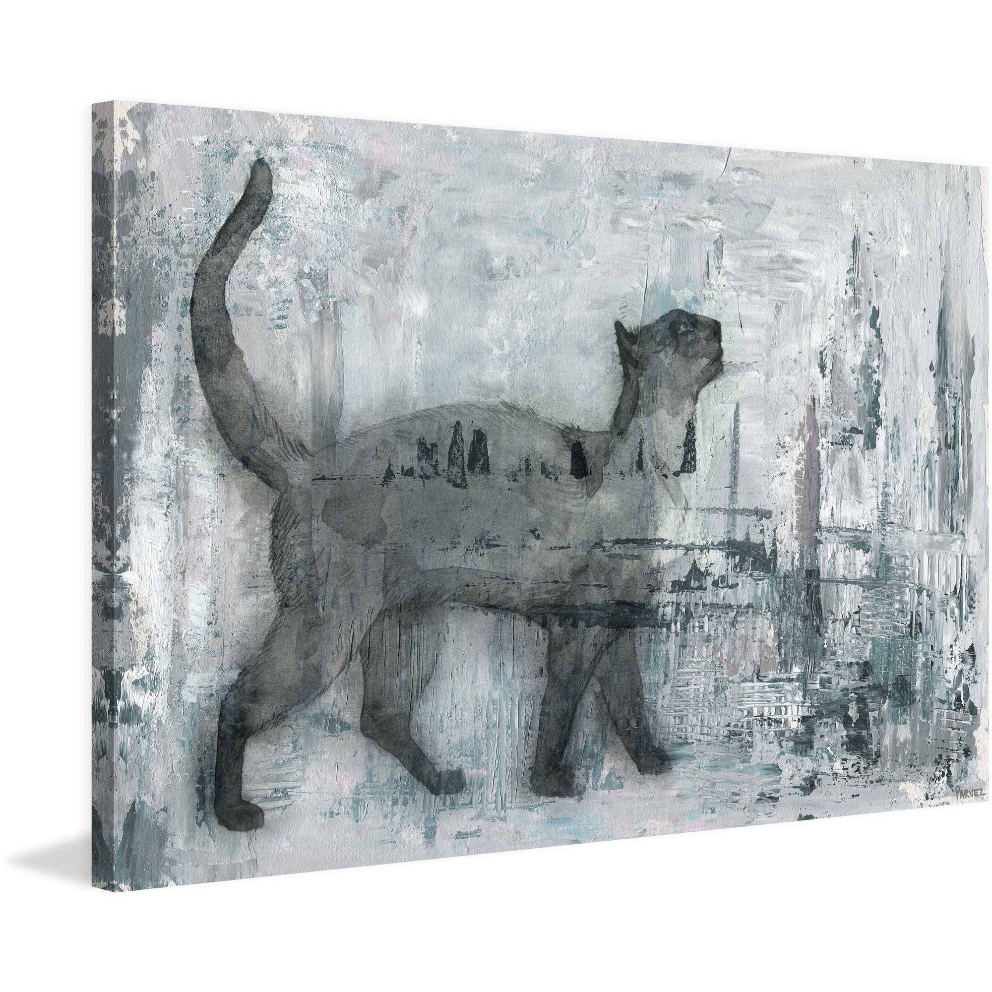cat prance painting print on wrapped canvas