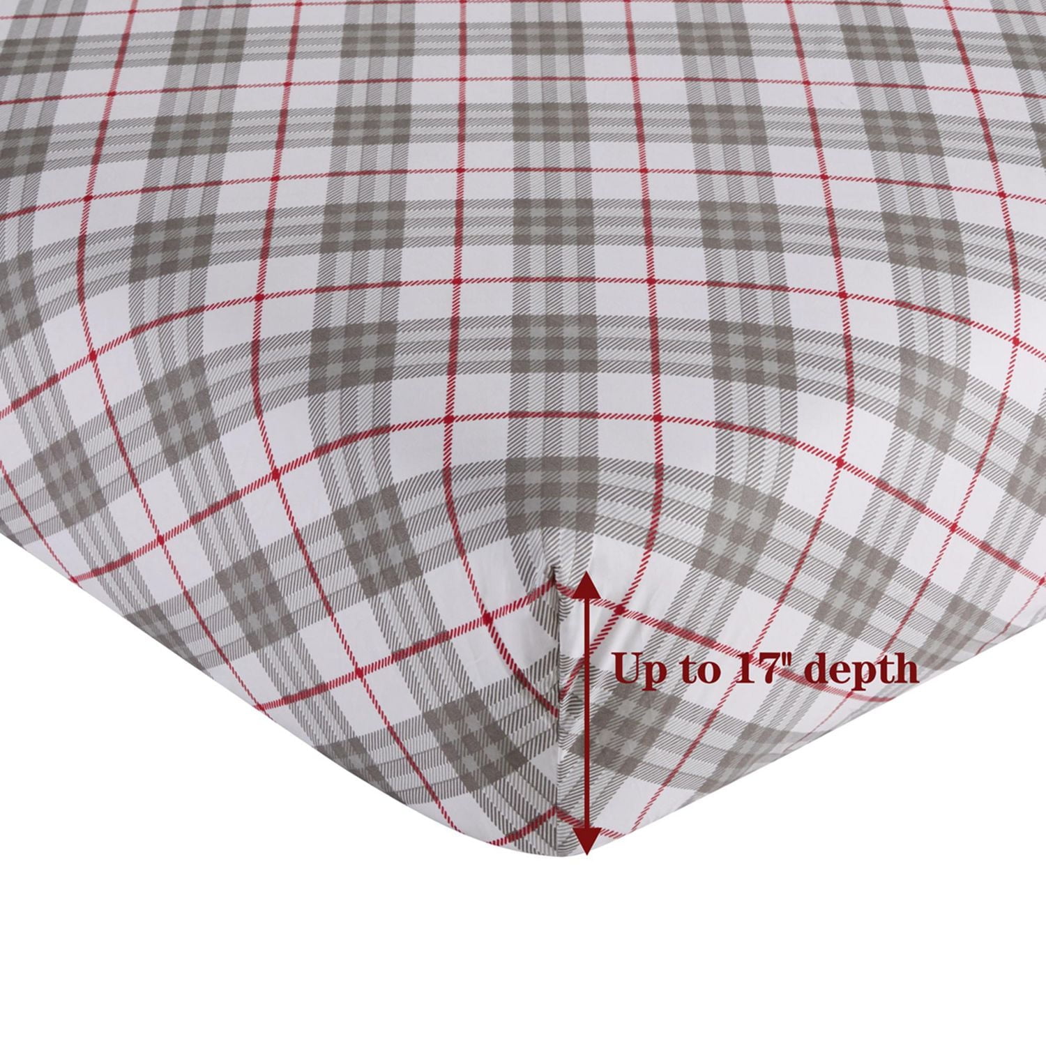 Literie Marina Décoration imprimée 600 fils/cm², douce et profonde, en percale de coton à fibres longues, toutes saisons, motif tartan gris et blanc
