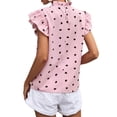 thumbnail image 7 of STARVNC Women Heart Graphic Half High Collar Ruffle Short Sleeve Top, 7 of 7