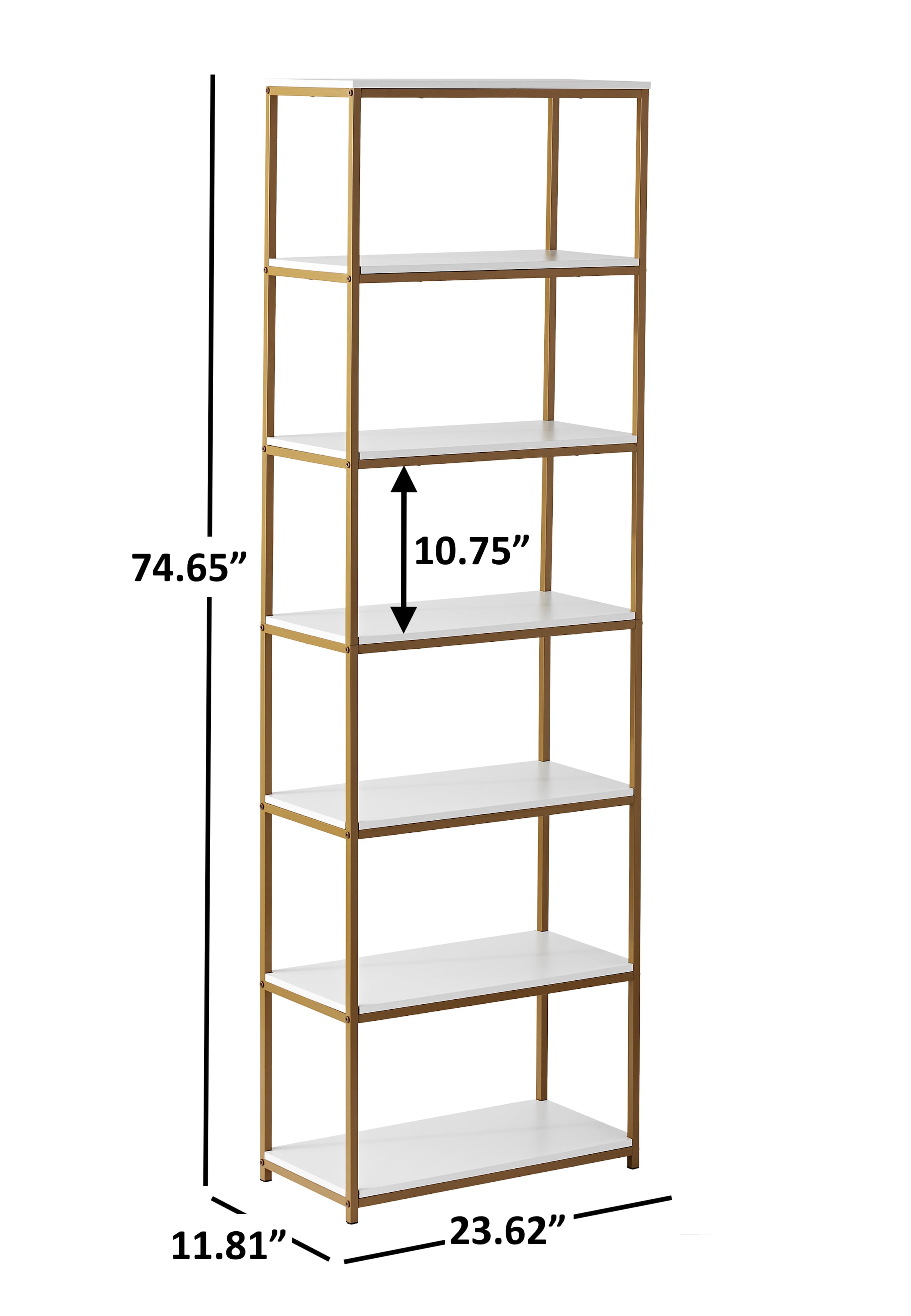 allen + roth Distressed Brown Metal 5-Shelf Bookcase (31.5-in W x 60-in H x  17.75-in D) in the Bookcases department at