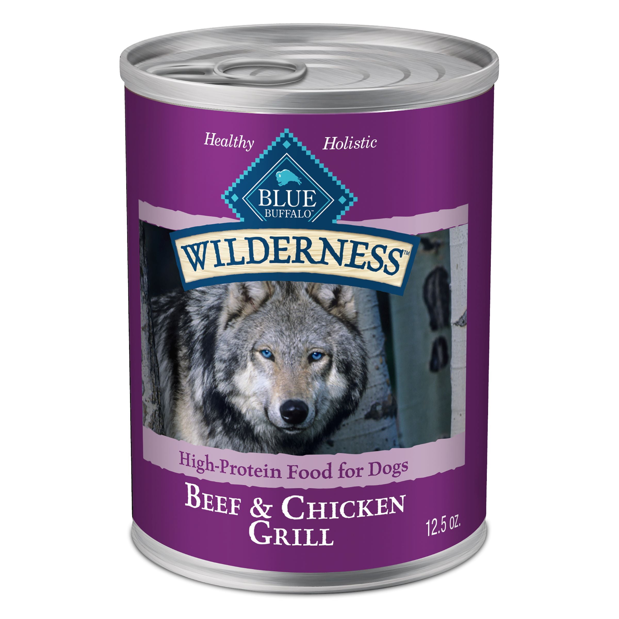 (12 pack) Blue Buffalo Wilderness High Protein Beef and Chicken Wet Dog Food for Adult Dogs, Grain-Free, 12.5 oz. Can