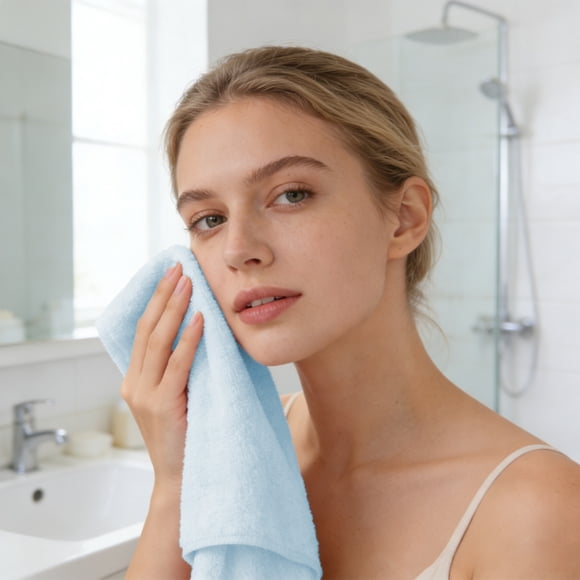 Serviette Visage en Velours Corals - Tissu Épais, Doux et Absorbant, Serviette Nettoyante Visage Délicate pour Adultes, Serviette En, Bleu, JKODE