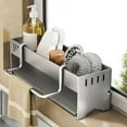 thumbnail image 5 of Utensil Holder, 3 Compartments Utensil Drying Rack, Dish Drainer for Kitchen Counter,Kitchen Utensils Holder with Towel Bar,Self-Draining Tray Design, 5 of 9