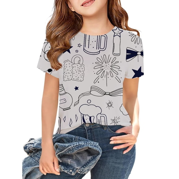 Girls T Shirts Short Sleeve T Shirts Trendy White Boys Tshirts Girl Clothes 4T