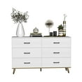 thumbnail image 2 of Ktaxon Wood Dresser for Bedroom, 6 Drawer Double Dresser with Metal Handles, 15.8" D x 52.3" W x 33" H, White, 2 of 3