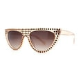 thumbnail image 2 of Heavy Iced Out Rhinestone Bling Jewel Flat Top Cat Eye Sunglasses Peach - Brown, 2 of 4