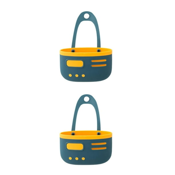 Billuyoard Almacenamiento de cocina, y elegante juego de fregadero de cesta doble de 4 colores, juego total, soportes para utensilios de amarillo azul oscuro 2piezas