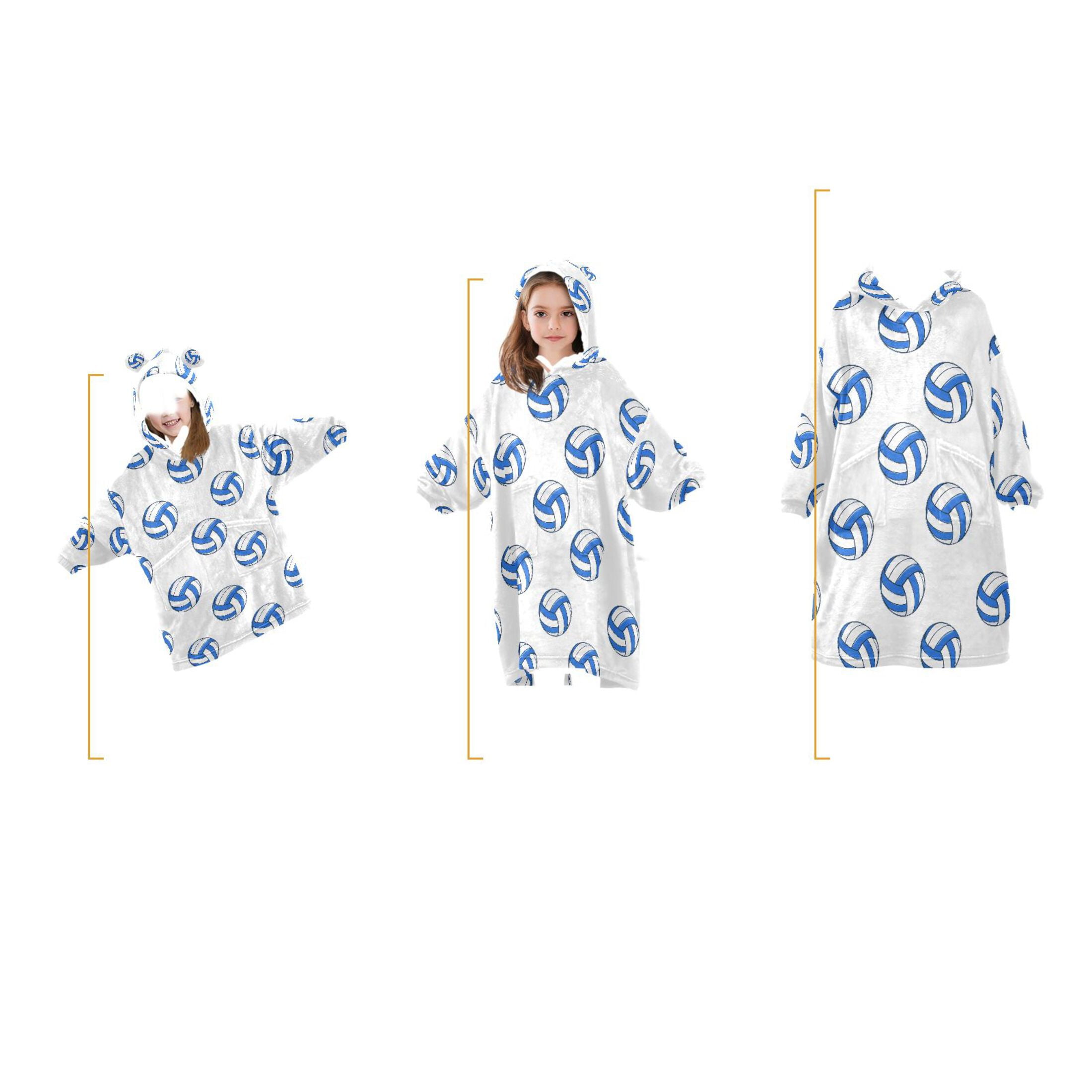 joogoo Wearable Blanket Hoodie Volleyball Blue for Flannel Sherpa Pocket 3-14 YR S