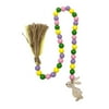 Jpgif Easter Wood Bead Garland with Rustic Tassels Easter Bunny Flower Tag Beads