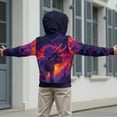 thumbnail image 6 of Chaqlin Mountain Tree Dinosaur Kids Lightweight Zip Up Hoodie Long Sleeve with Pockets Comfy Casual Outerwear Youth Size 8-10, 6 of 6