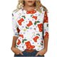 thumbnail image 1 of Camiseta suelta estampada a la moda para mujer, blusa de mangas 3/4, cuello redondo, camisetas informales Pompotops FGAJ12220, 1 of 5