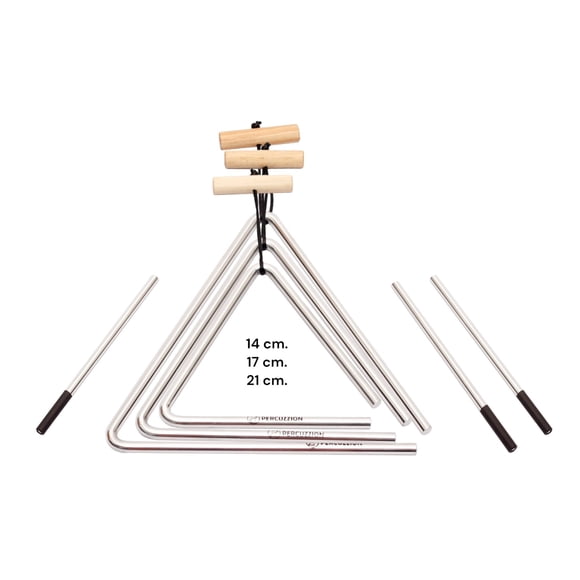 Set DE Triangulos Musicales DE Aluminio Brillante 14CM 17CM 21CM ZPERCUZZION