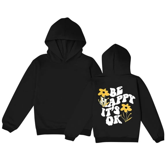 Otqutp Children Warm Winter Jackets Boys Girls Fall Letter Flower Print Hoodie Casual Thin Sweatshirt Fall Winter Casual Tops Kids School Coat(Black,12-18 Months)