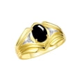 thumbnail image 4 of RYLOS Men's Rings Yellow Gold Plated Silver Rings Classic Designer Style 9X7MM Gemstone & Diamond Ring Cabochon Onyx October Birthstone Rings For Men Size 8, 4 of 7