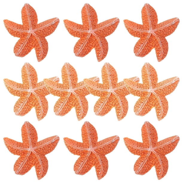 Sea Stars Resin Ornaments Tabletop Adornment Orange Micro Landscape Decor 10Pcs
