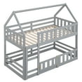 thumbnail image 4 of Bellemave House Bunk Bed with Fence and Door, Wood Low Twin Over Twin Bunk Beds Frame with Roof, Floor Bunk Loft Bed for Bedroom (Gray), 4 of 8