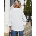 thumbnail image 5 of Women's Ruched 3/4 Sleeve Blazers, Lightweight Slim Fit Jackets with Padded Shoulder for Business Casual, 5 of 6