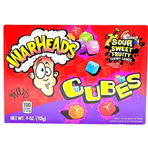 Warheads Chewy Cubes Theatre Box 4oz case 12ct