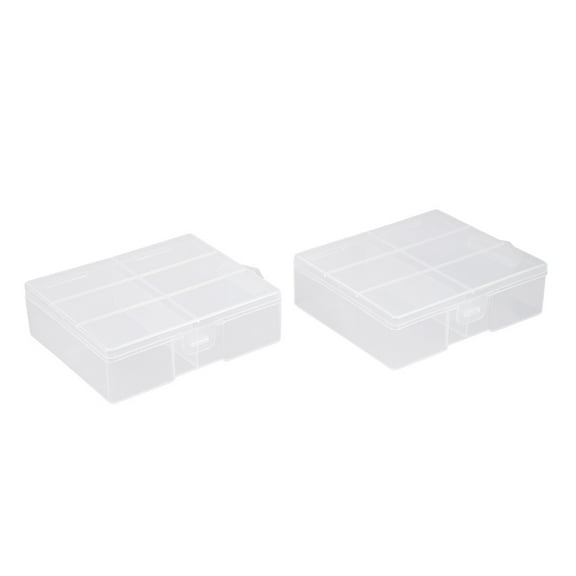Unique Bargains 2pcs Portable Battery Storage Box Holder Container Transparent for AA Batteries