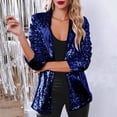 thumbnail image 2 of Women's Shiny Sequin Blazers Lightweight Long Sleeves Glitter Party Lapel Cardigan Casual Shimmer Slim Business Office Outfit, 2 of 7