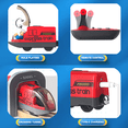 thumbnail image 3 of Tren de Madera Motorizado, Tren de Control Remoto con Conexión Magnética, Trenes Locomotoras Que Funcionan con Baterías para Niños Pequeños, Compatible con Thomas, Brio, Chuggington (Rojo), 3 of 7