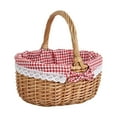 thumbnail image 2 of Colaxi Panier de Pique-Nique en Osier Panier de Rangement Panier à Fleurs Tissé à la Main Panier-Cadeau avec Poignée pour Maison Jardin Randonnée Chambre Ferme L Rouge Blanc, 2 of 8