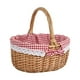 thumbnail image 1 of Cesta de picnic de mimbre con asa, cesta tejida a mano para envolver regalos, cesta de almacenamiento L rojo blanco, 1 of 9