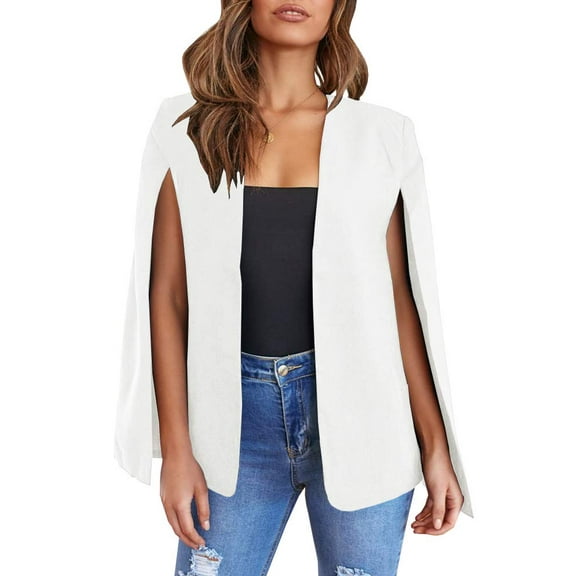Womens Casual Cape Open Front Split Sleeve Bussiness Blazer Jacket Coat
