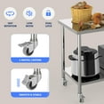 thumbnail image 3 of Towallmark Table Utilitaire en Acier Inoxydable 48 Pouces x 24 Pouces, Établi Roulant Robuste avec Roulettes Verrouillables et Tablette Ajustable, pour Cuisine, Garage, Atelier, 3 of 7