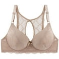 thumbnail image 2 of Nrmvnmi Plus Size Elegant Bra, Women's Plus Contrast Lace Cut Out Push Up Supportive Bra Beige-4XL, 2 of 3
