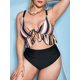 thumbnail image 1 of Tallas grandes con volante rayado roto cintura alta bikini traje de baño Rosegal Mangas largas de talla grande, 1 of 5