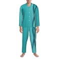 thumbnail image 3 of Zufioo a Teal Ribbonin Mens Pajamas Set, Mens Long-Sleeved Pajama and Pajama Pants,Pajamas Para Hombres,Men's Sleepwear-, 3 of 7