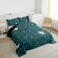 thumbnail image 3 of jejeloiu Galaxy Starry Sky Queen Comforter Set,Constellation Pattern Bedding Sets,Green White Bedding Comforter Set For Girls Kids,Microfiber Bedroom Decor Reversible,3pcs, 3 of 8