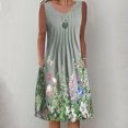 thumbnail image 2 of Rutainlusire Sleeveless Dress for Summer for Women Women's Summer Casual Round Neck Sleeveless Folding with Pocket Printed Dresses, 2 of 8