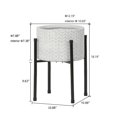thumbnail image 4 of Luxen Home WHPL1364 12.2 in. Cube Design Round MgO Planter with Metal Stand, White, 4 of 7