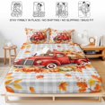 thumbnail image 5 of King Size Fitted Sheet Set - Red Truck Fall 3 Piece Bedding Sets 16" Deep Pocket Fitted Sheet with 2 Pillowcases, Thanksgiving Pumpkins Branches Grey Plaid Brushed Microfiber Hotel Luxury Bed Sheets, 5 of 9