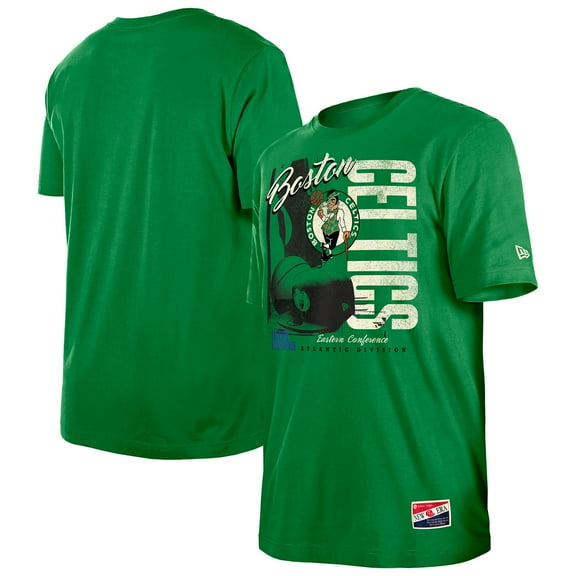 Men's-New Era  Kelly Green Boston Celtics Distressed Throwback Vintage Color Pack T-Shirt