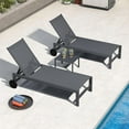 thumbnail image 2 of PURPLE LEAF Outdoor Chaise Lounge Set of 3， Dark Grey Aluminum Lounge Adjustable Chairs with Wheels and Table for Patio Deck Pool Yard，Charcoal Grey, 2 of 9