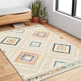 thumbnail image 2 of 3'x5' Area Rugs for Living Room, Machine Washable Non-Slip Carpet, Soft Faux Wool Low Pile Moroccan Farmhouse Western Rug, Beige, 2 of 5