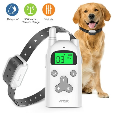Dog Training Collar,Vinsic Waterproof Receiver 300 Meters Remote Control with Cartoon Design Back Splint and a Flashlight Dog Shock Collar with LCD Display 1-5 Level Shock and