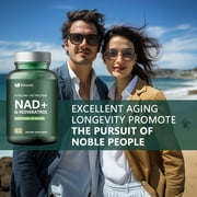 NAD+ Supplement with Resveratrol - 120 Capsules, 40% NAD+ Boost, Anti-Aging Cellular Energy & Repair