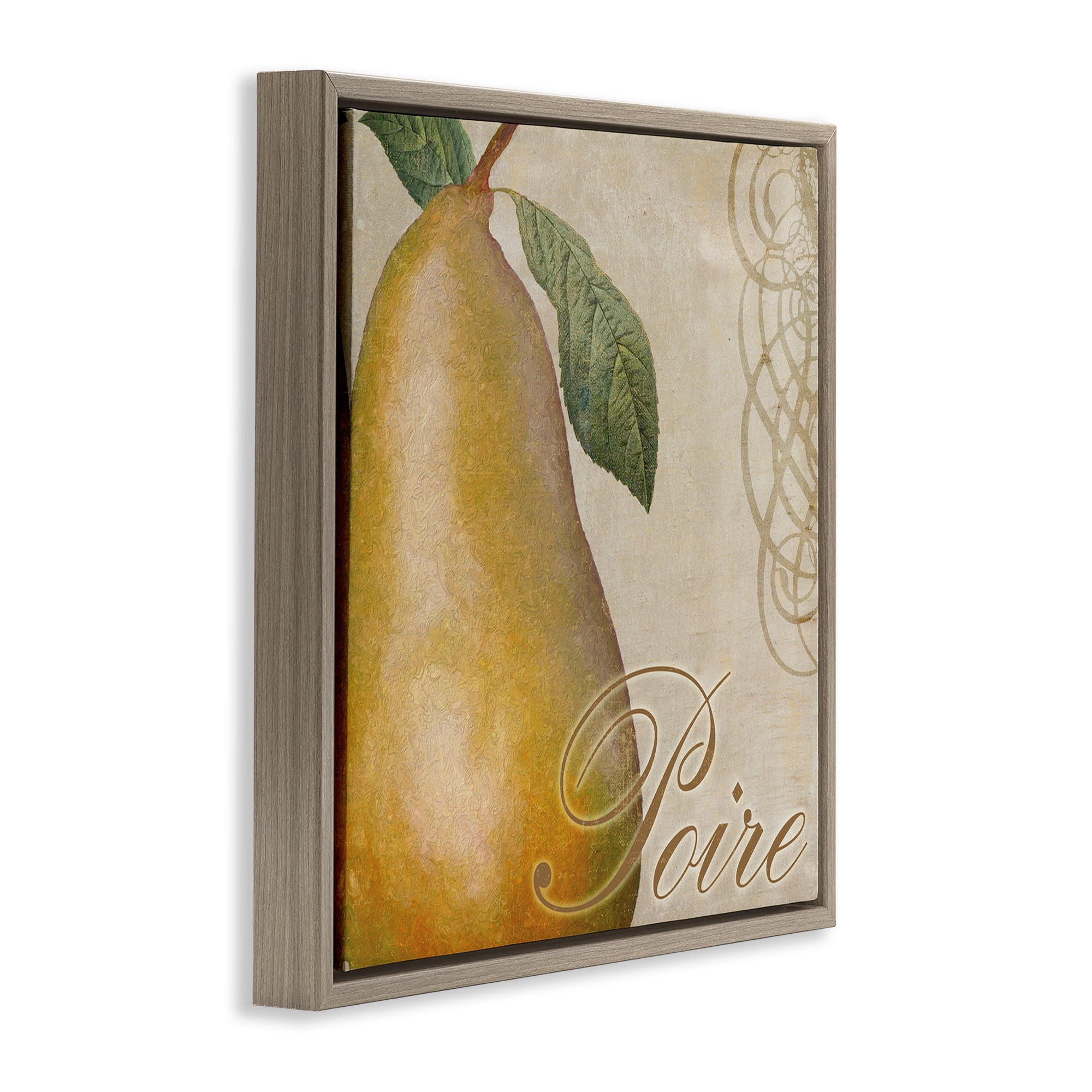 Stupell Industries Vintage French Pear Food & Beverage Painting Brown Floater Framed Canvas Art Print Wall Art, 18 x 18