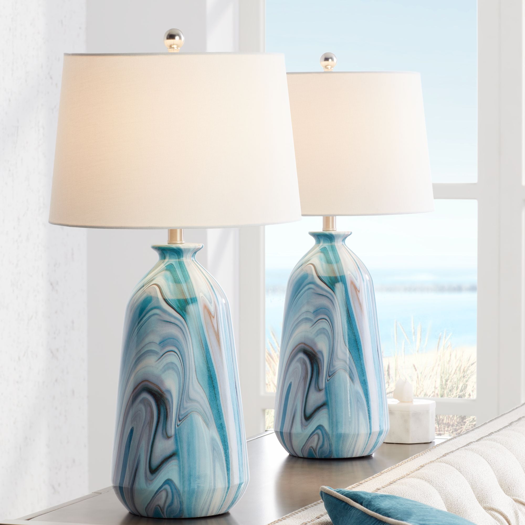 Modern Table Lamp Bedside Light Shade Frea Navy Colour 