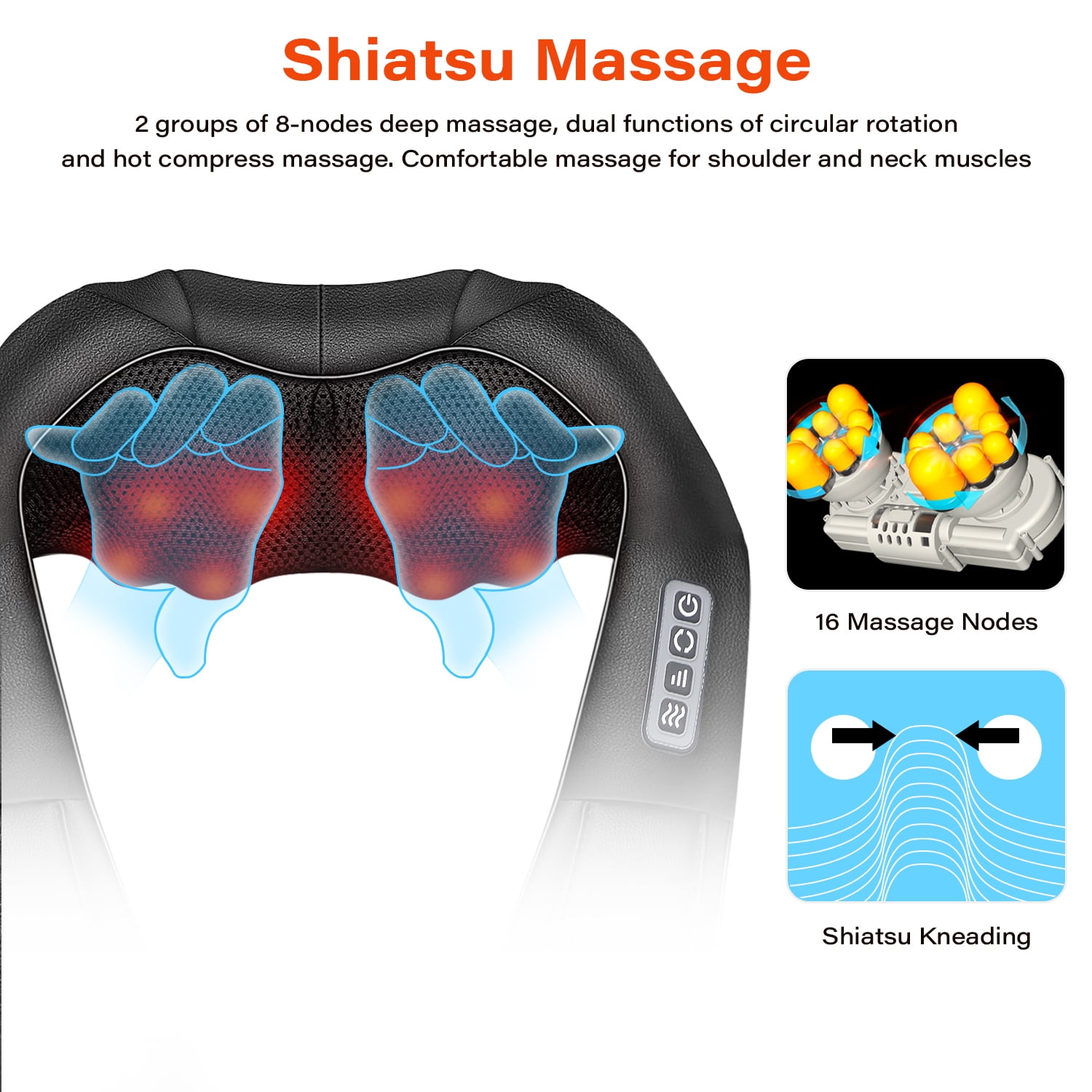 Ikristin Shiatsu Neck Massager with Heat, Kneading Massage for Neck, Back & Shoulder Muscle Relief, Gift for Women Men Mom Dad, Father's Day Mother's Day Christmas