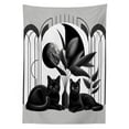 thumbnail image 2 of Ambesonne Cat Tablecloth Rectangular Table Cover, Mid Century Modern Boho Kitties, 60"x84", Pale Grey Charcoal Grey, 2 of 3