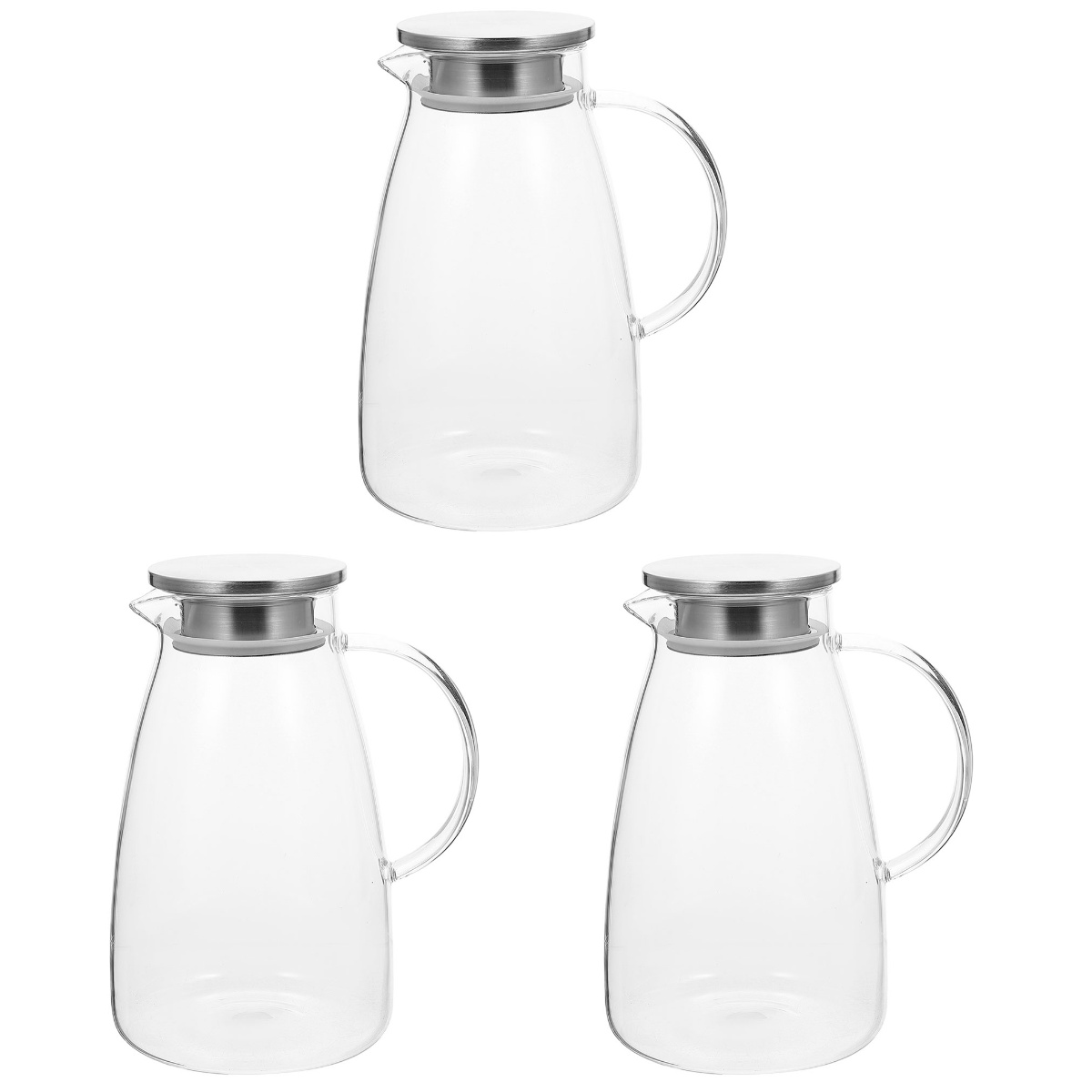 TOYMYTOY 3pcs Glass Pitcher Cold Water Kettle Clear Glass Kettle Juice