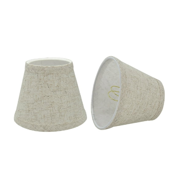Aspen Creative 32063-2 Small Hardback Empire Shape Chandelier Clip-On Lamp Shade Set (2 Pack), Transitional Design in Beige, 5" bottom width (3" x 5" x 4")
