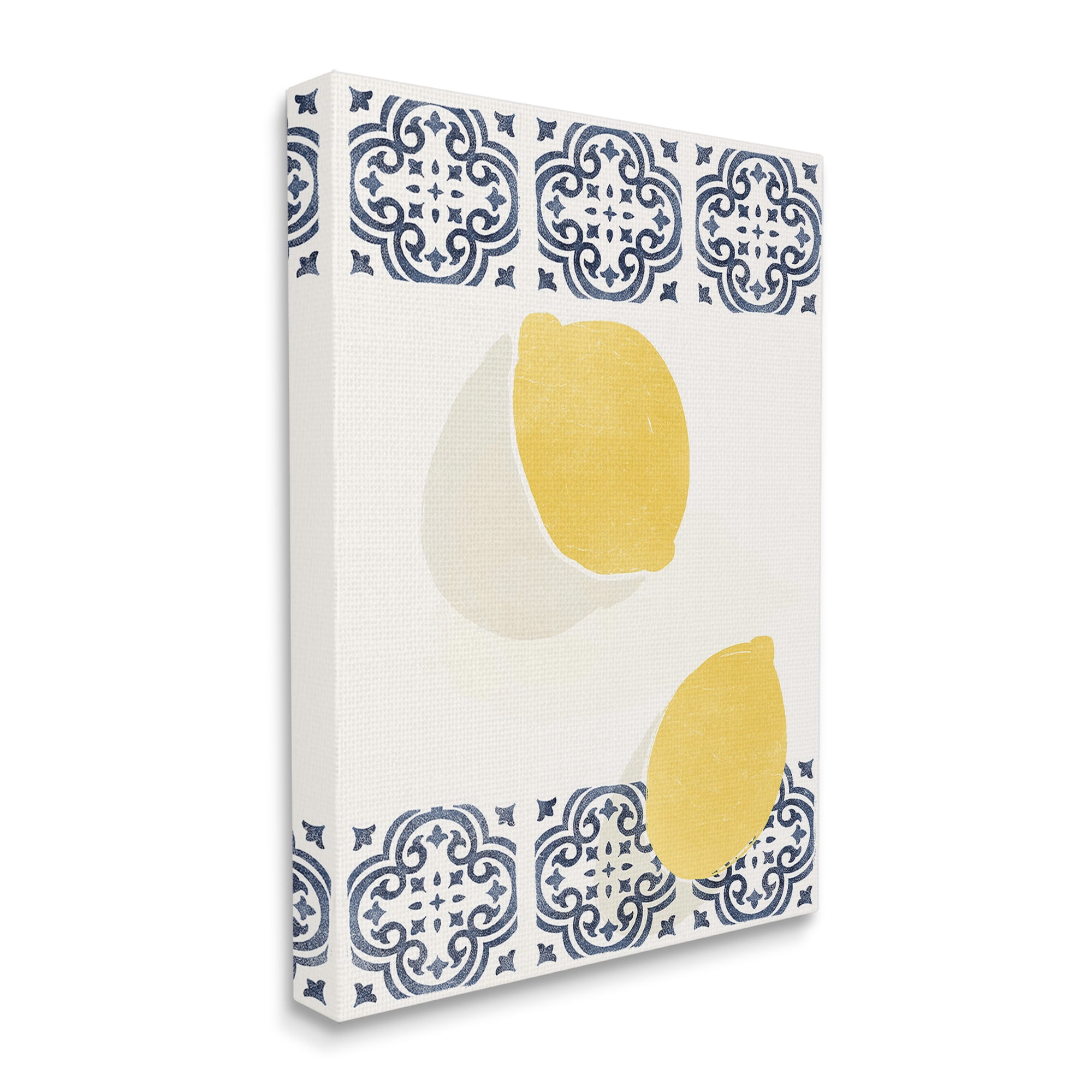Stupell Industries Modern Lemons with Pattern Food & Beverage Painting Gallery Wrapped Canvas Art Print Wall Art, 24 x 30