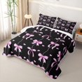 thumbnail image 3 of Erosebridal Pink Ribbon Bow Knot Quilt King for Girls,Teens Cute Love Heart King Coverlet Set, 3 of 7